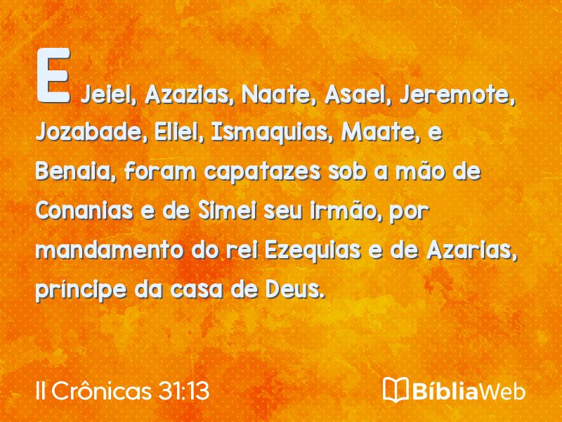 II Crônicas 31:13 em imagem para compartilhar
