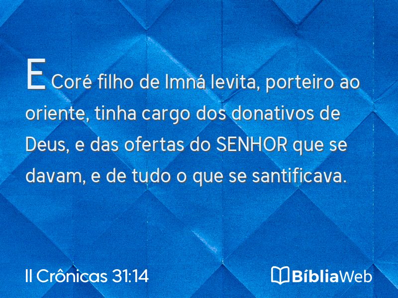 II Crônicas 31:14 em imagem para compartilhar