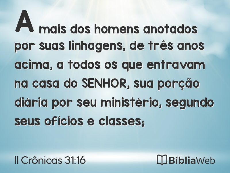II Crônicas 31:16 em imagem para compartilhar