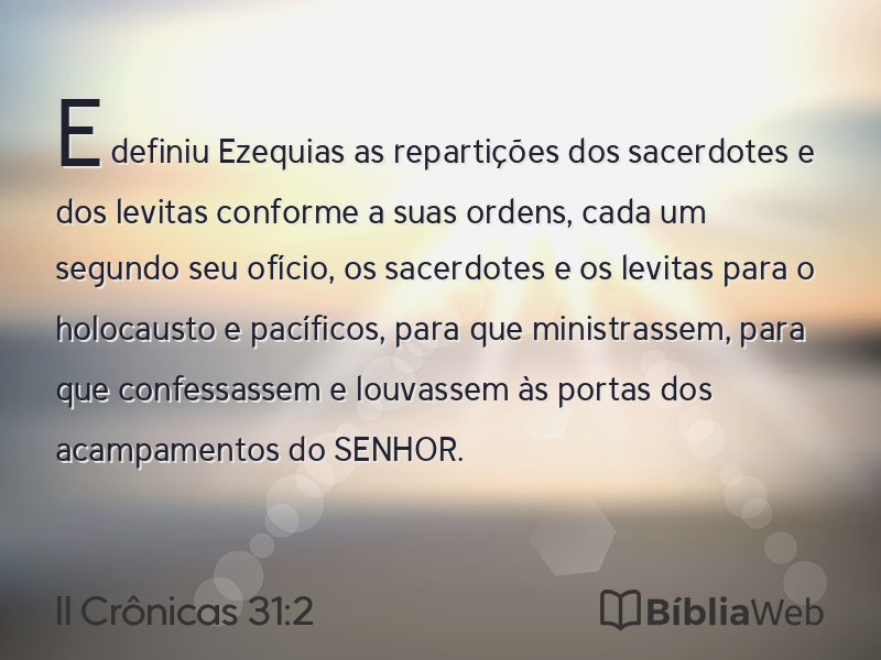 II Crônicas 31:2 em imagem para compartilhar