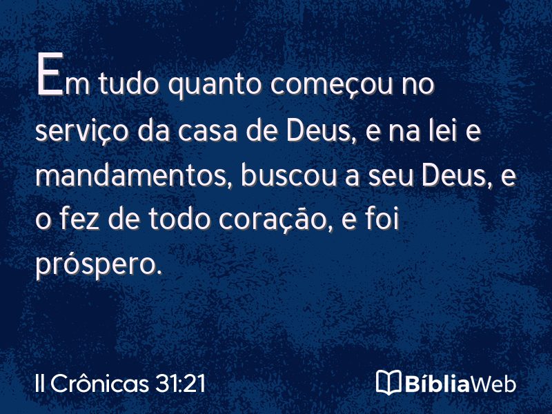 II Crônicas 31:21 em imagem para compartilhar