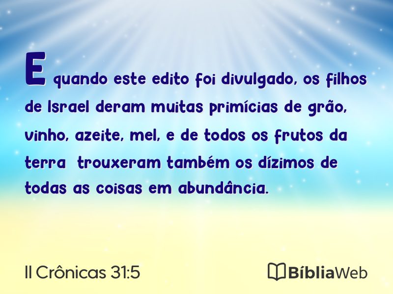 II Crônicas 31:5 em imagem para compartilhar