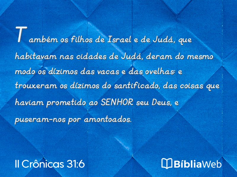 II Crônicas 31:6 em imagem para compartilhar
