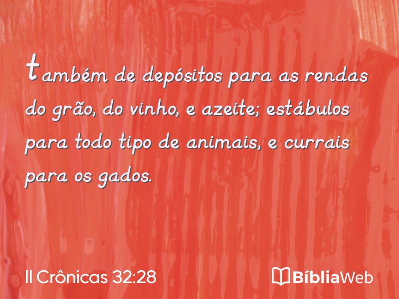 II Crônicas 32:28 em imagem para compartilhar