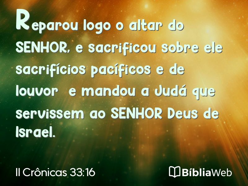II Crônicas 33:16 em imagem para compartilhar
