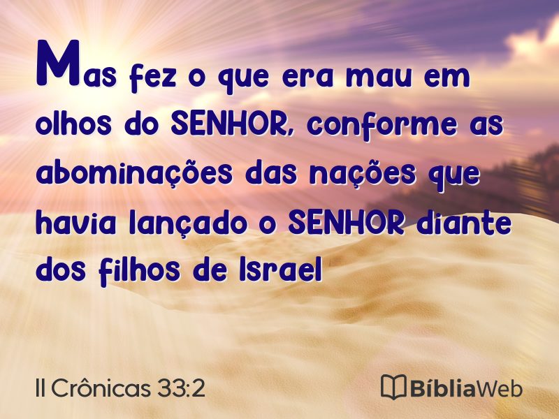 II Crônicas 33:2 em imagem para compartilhar