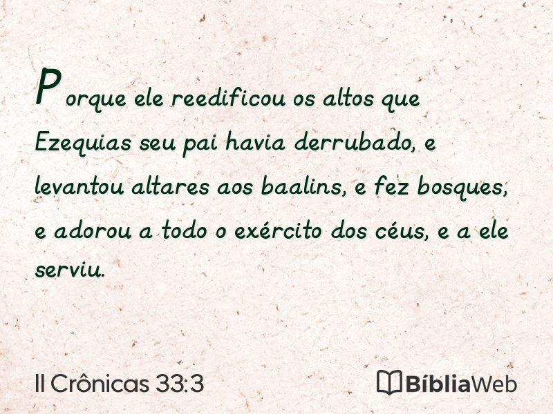II Crônicas 33:3 em imagem para compartilhar