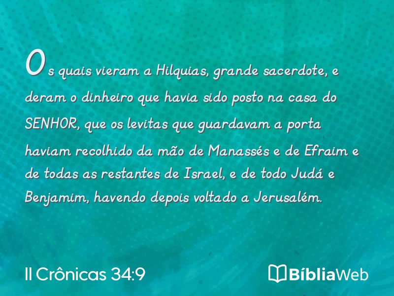 II Crônicas 34:9 em imagem para compartilhar