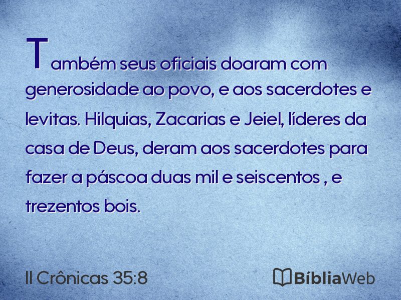 II Crônicas 35:8 em imagem para compartilhar