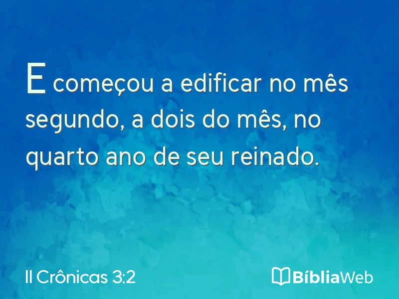 II Crônicas 3:2 em imagem para compartilhar
