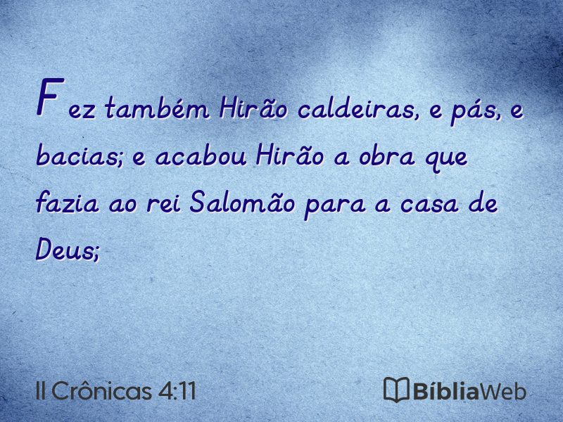 II Crônicas 4:11 em imagem para compartilhar