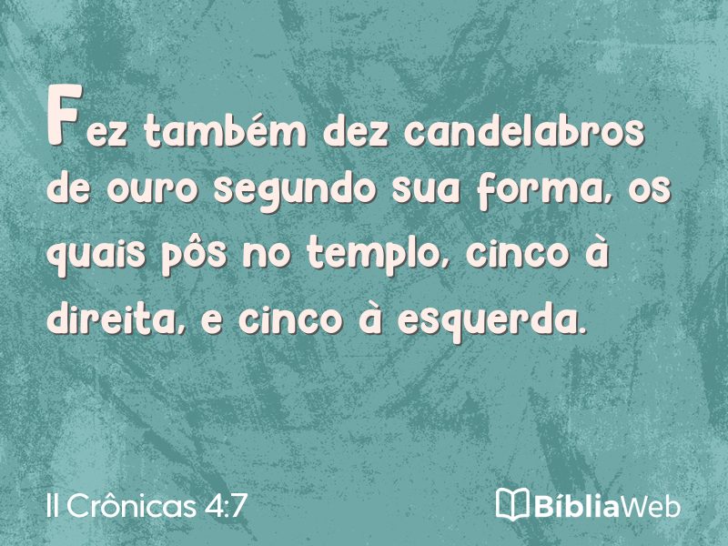 II Crônicas 4:7 em imagem para compartilhar