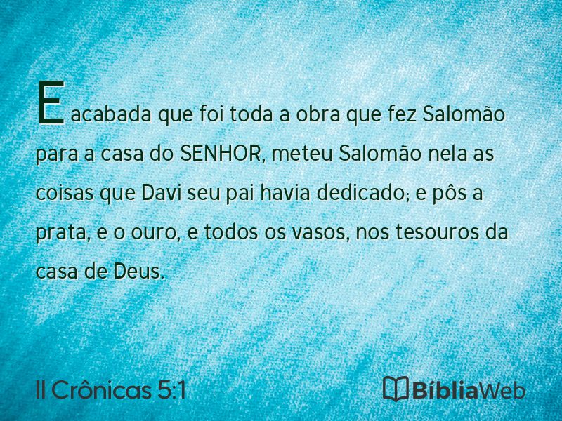 II Crônicas 5:1 em imagem para compartilhar