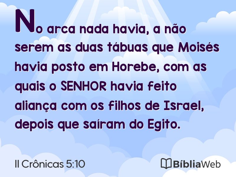 II Crônicas 5:10 em imagem para compartilhar