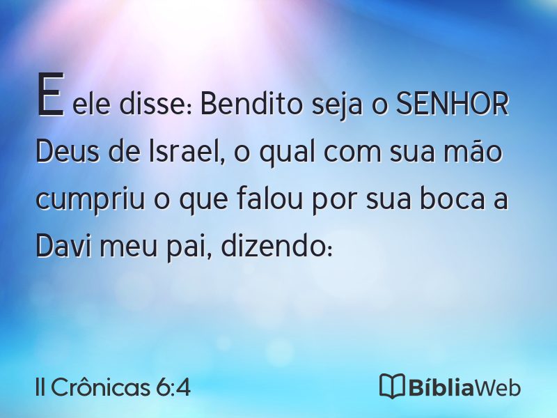II Crônicas 6:4 em imagem para compartilhar
