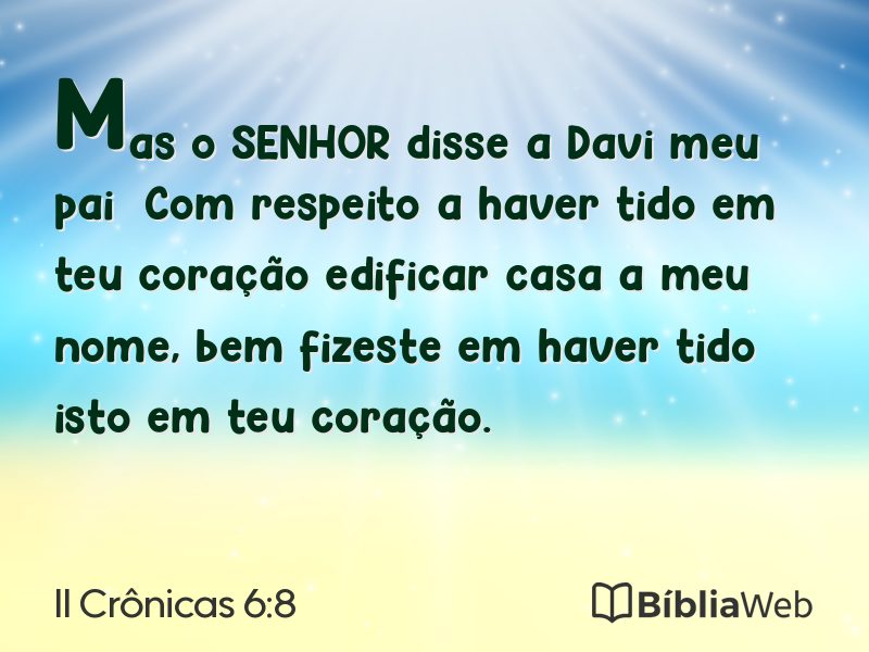 II Crônicas 6:8 em imagem para compartilhar