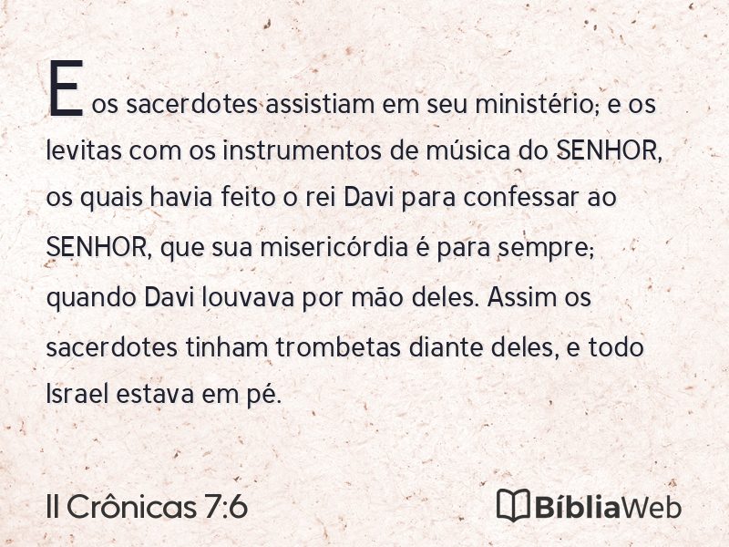 II Crônicas 7:6 em imagem para compartilhar