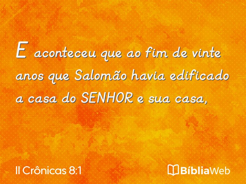 II Crônicas 8:1 em imagem para compartilhar