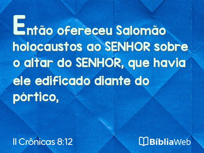 II Crônicas 8:12 em imagem para compartilhar