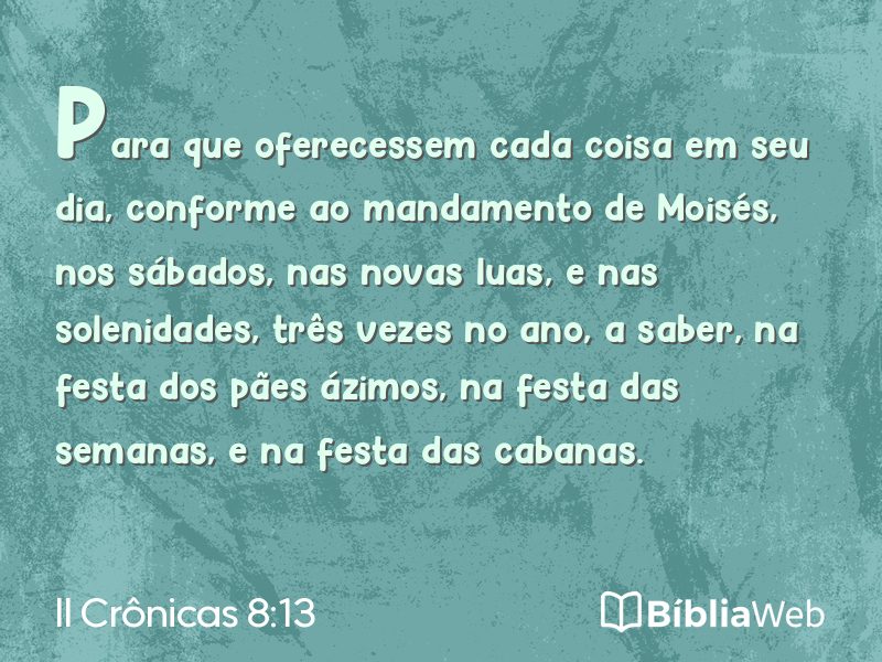 II Crônicas 8:13 em imagem para compartilhar
