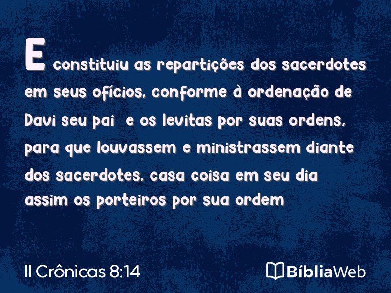 II Crônicas 8:14 em imagem para compartilhar