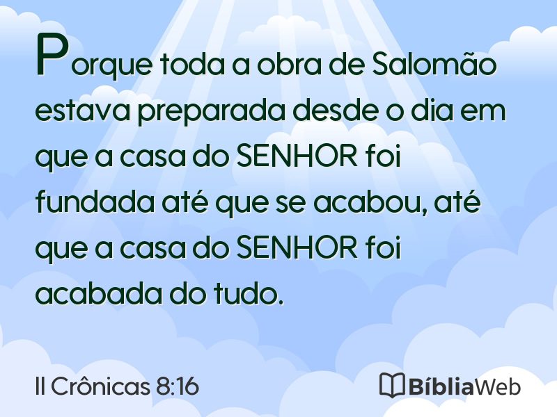 II Crônicas 8:16 em imagem para compartilhar