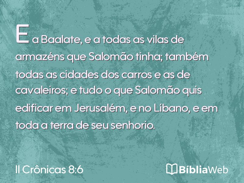 II Crônicas 8:6 em imagem para compartilhar