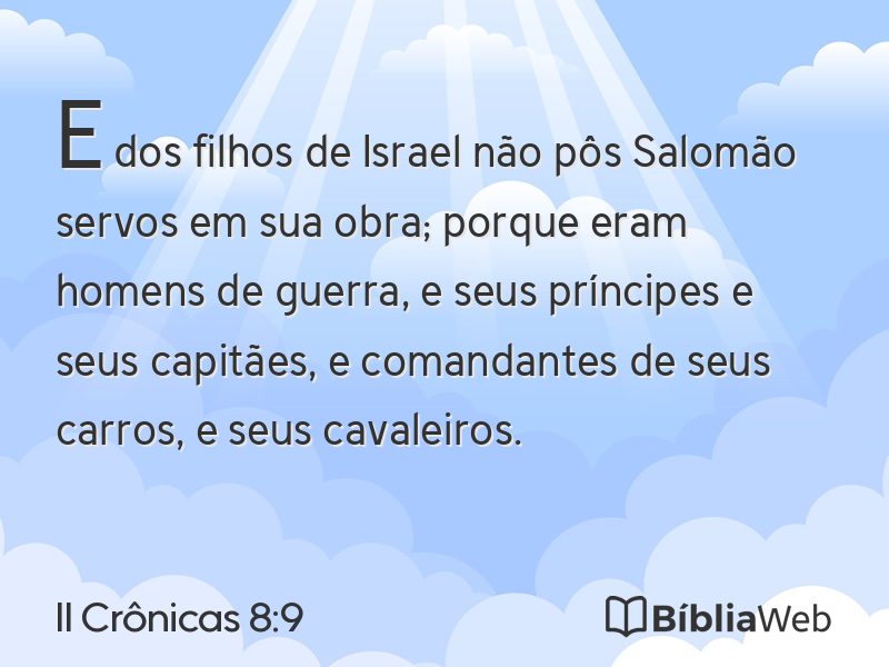 II Crônicas 8:9 em imagem para compartilhar