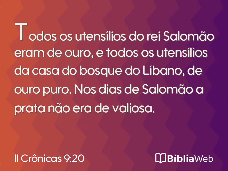 II Crônicas 9:20 em imagem para compartilhar