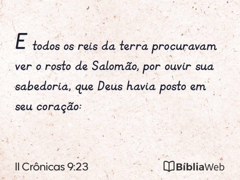 II Crônicas 9:23 em imagem para compartilhar