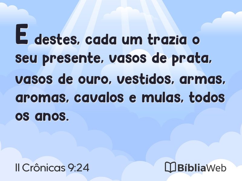 II Crônicas 9:24 em imagem para compartilhar