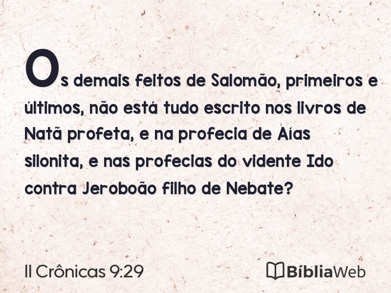 II Crônicas 9:29 em imagem para compartilhar