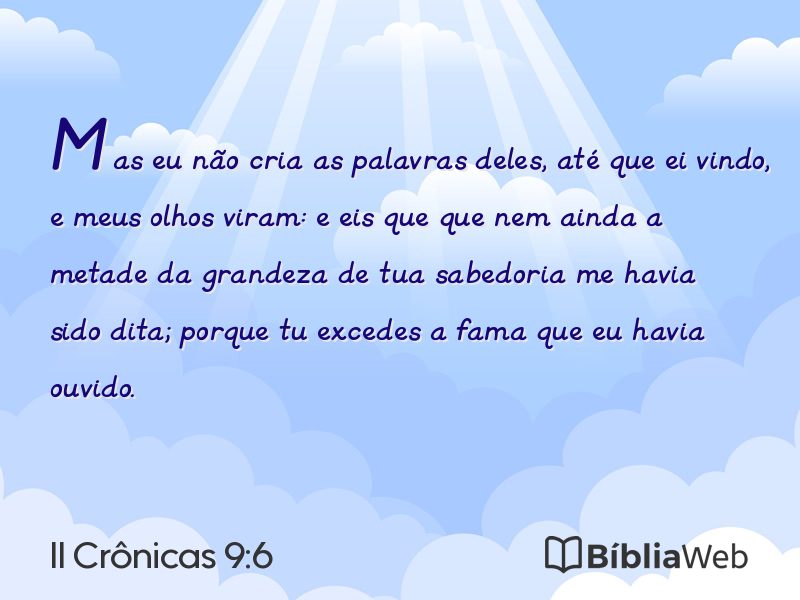 II Crônicas 9:6 em imagem para compartilhar