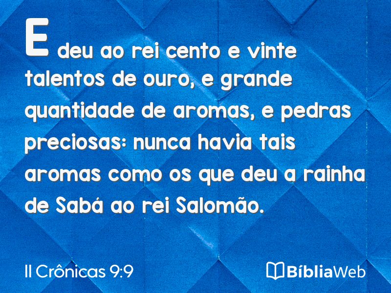 II Crônicas 9:9 em imagem para compartilhar