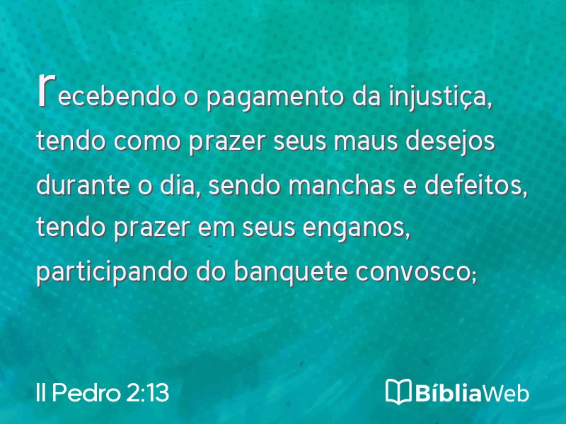 II Pedro 2:13 em imagem para compartilhar