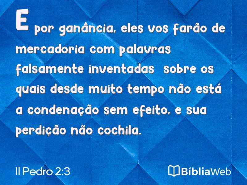 II Pedro 2:3 em imagem para compartilhar