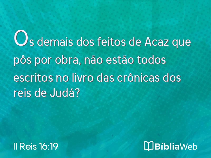II Reis 16:19 em imagem para compartilhar