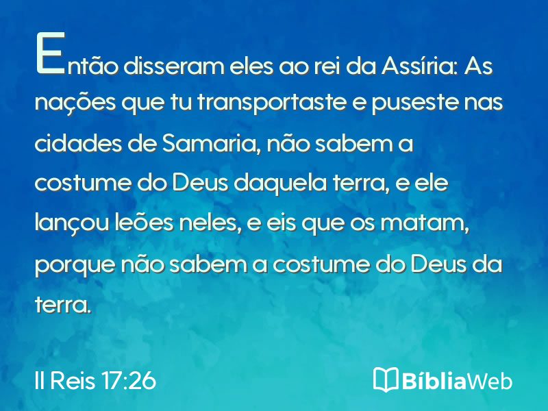 II Reis 17:26 em imagem para compartilhar