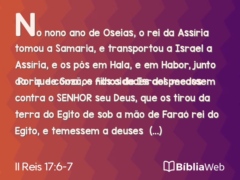 II Reis 17:6-7 em imagem para compartilhar