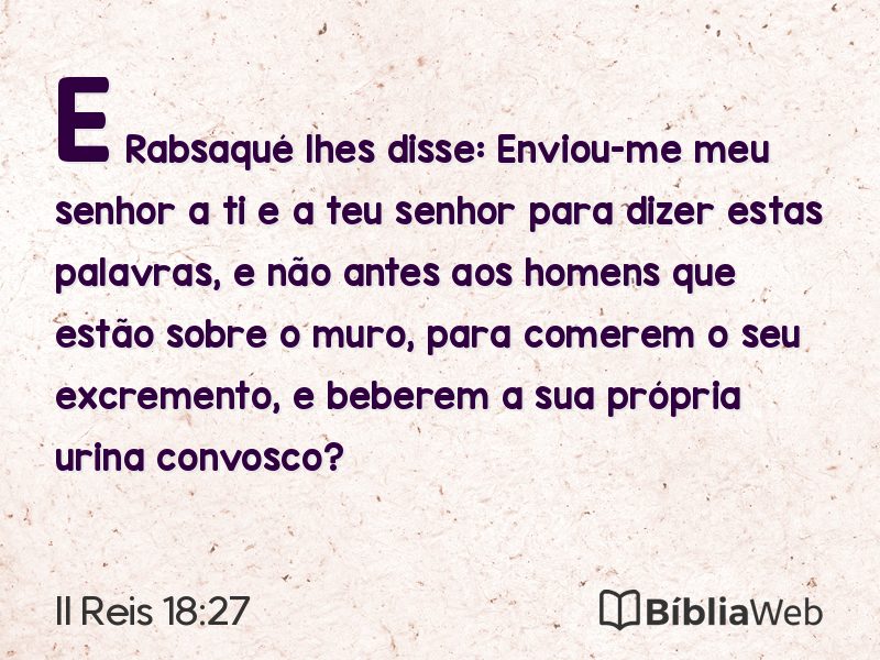 II Reis 18:27 em imagem para compartilhar