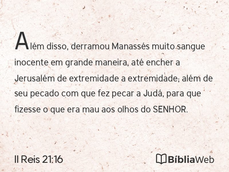 II Reis 21:16 em imagem para compartilhar