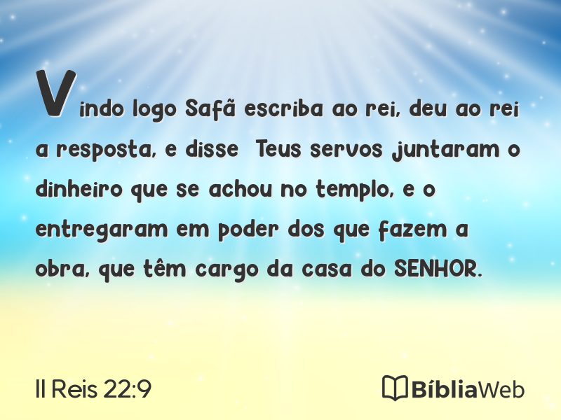 II Reis 22:9 em imagem para compartilhar