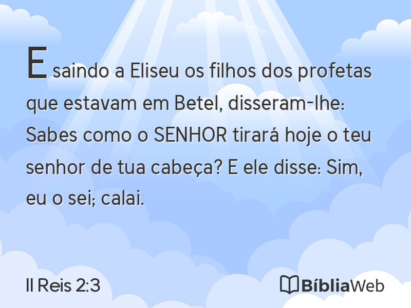 II Reis 2:3 em imagem para compartilhar