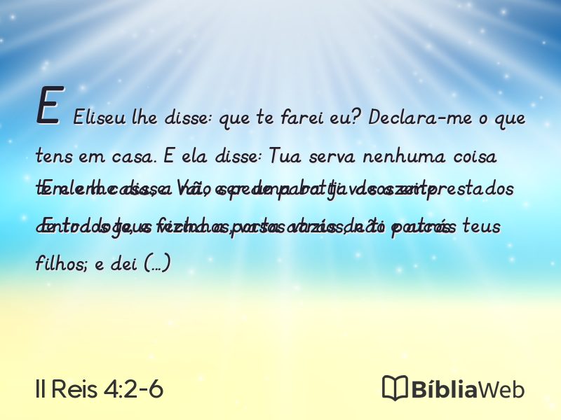 II Reis 4:2-6 em imagem para compartilhar