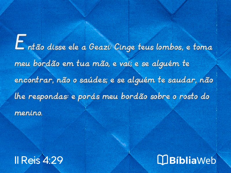 II Reis 4:29 em imagem para compartilhar