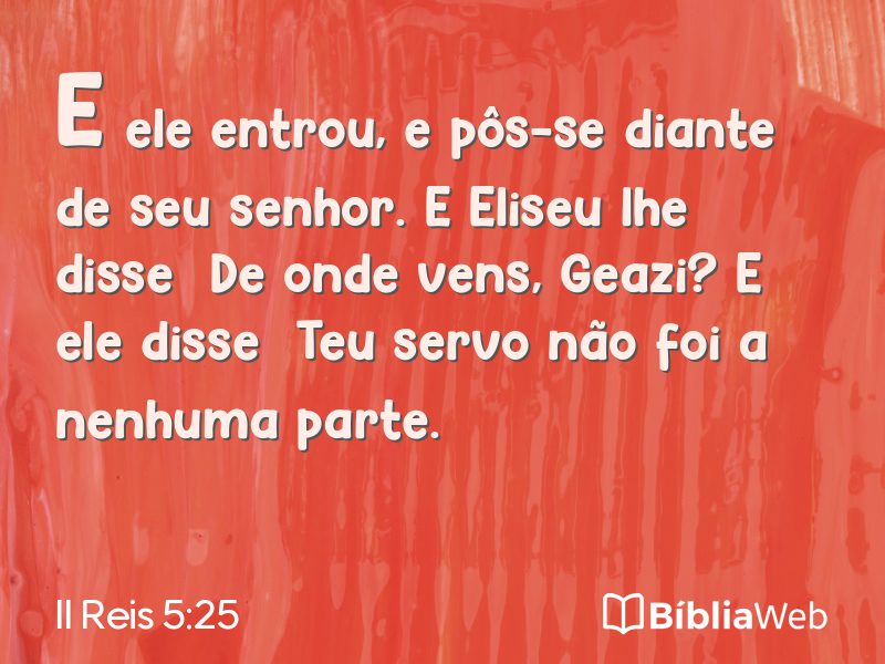 II Reis 5:25 em imagem para compartilhar