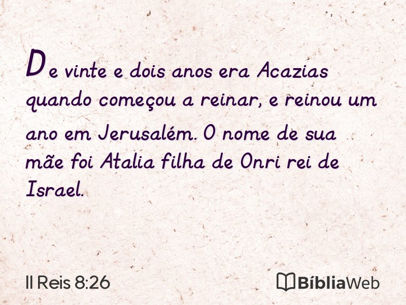II Reis 8:26 em imagem para compartilhar