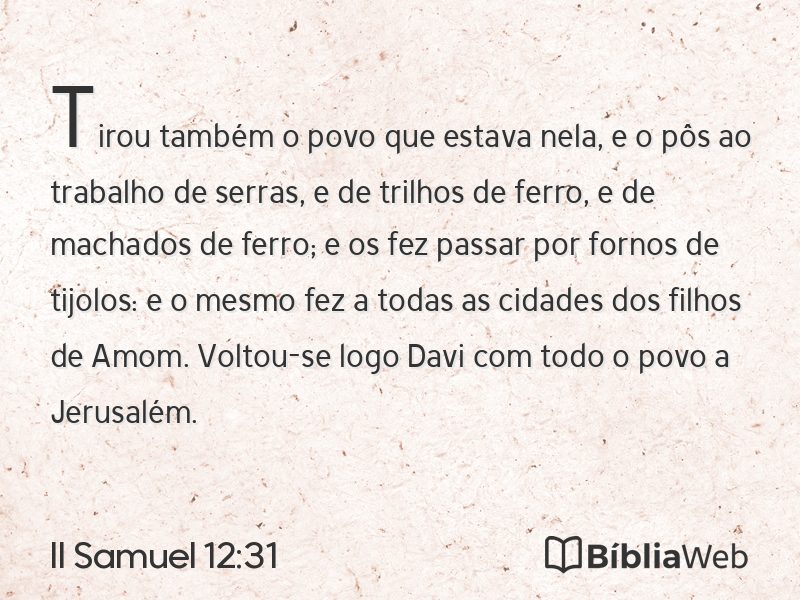 II Samuel 12:31 em imagem para compartilhar