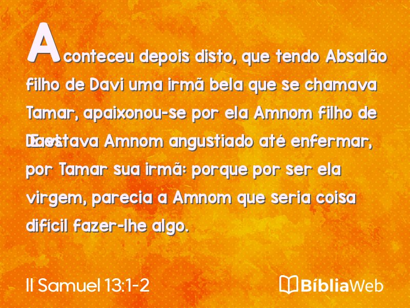 II Samuel 13:1-2 em imagem para compartilhar