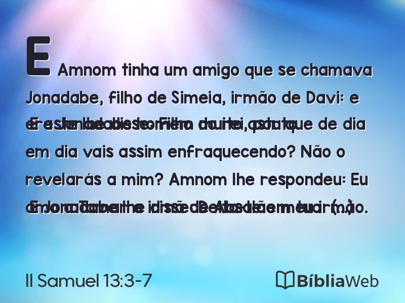 II Samuel 13:3-7 em imagem para compartilhar